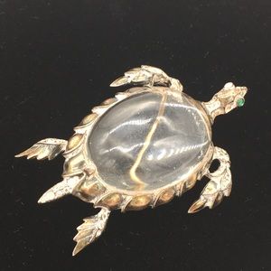 Crown Trifari lucite jelly belly turtle brooch